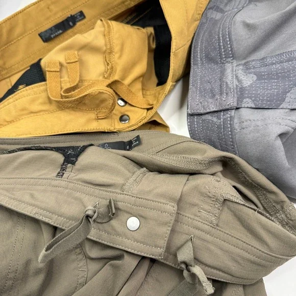 prAna Womens 6 Olivia Alana Shorts Hiking Outdoor Mustard Camo Nylon Stretch - Picture 3 of 16